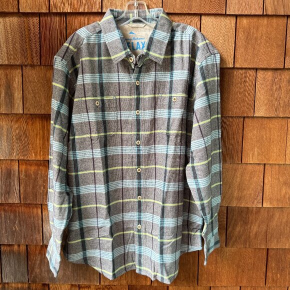 NWT Tommy Bahama Soft Plaid Fireside Flannel Long Sleeve Shirt in Men's X-Large - Picture 1 of 12